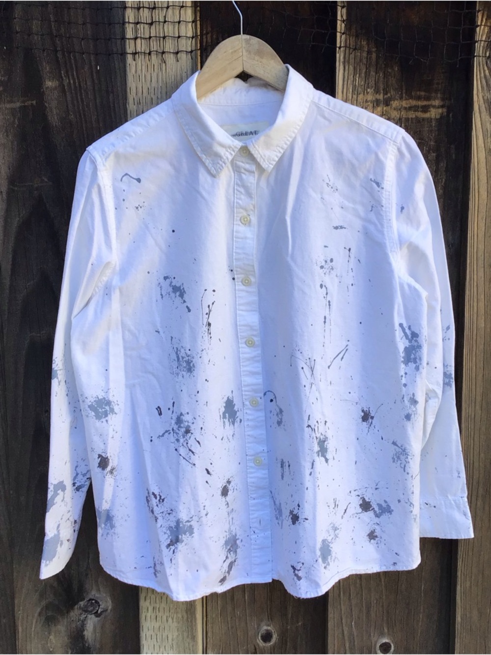 The Great White Button Up Shirt Paint Splatter Cotton Women Size 3